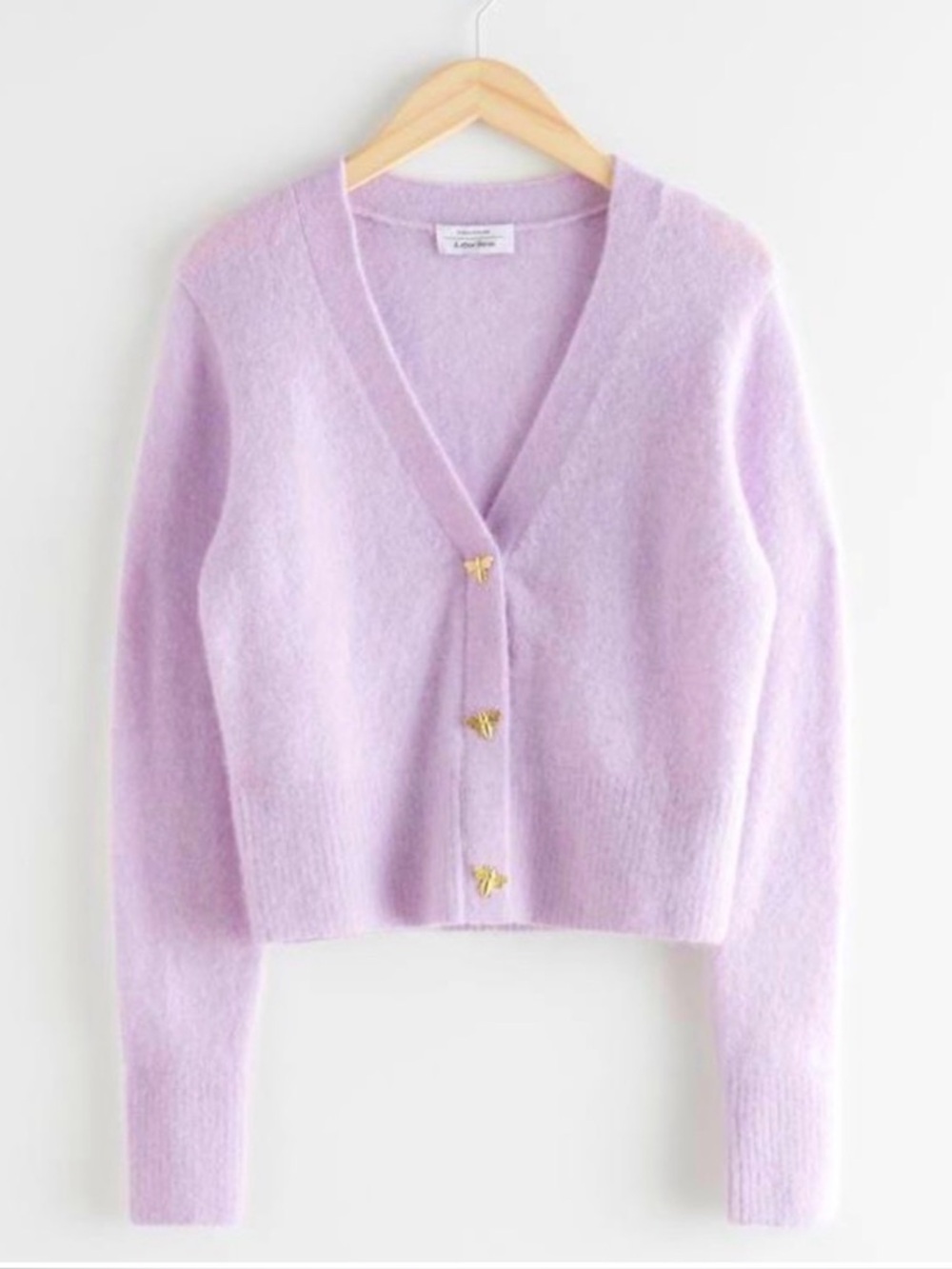 & other stories - Lilac V-Neck Butterfly Button Cardigan Sweater